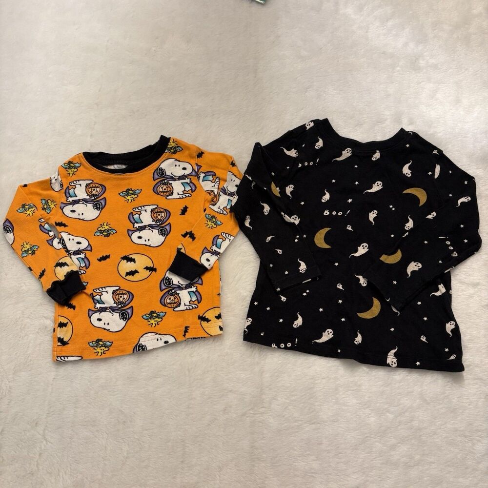 2T Kids Halloween Sleep Shirts Peanuts Snoopy Vampire And Ghosts With Moon